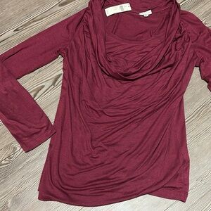 Anthropologie Burgundy Long Sleeve Top